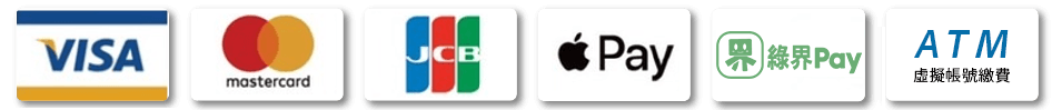 Accepted payment methods: Visa, Mastercard, JCB, Apple Pay, EC Pay, ATM Transfer
